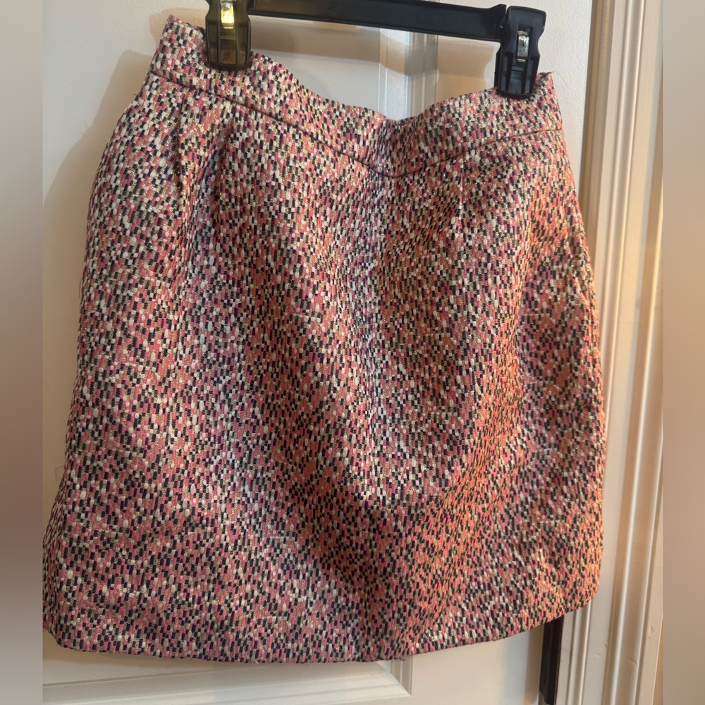 J. Crew Pink and White Textured Mini Skirt
